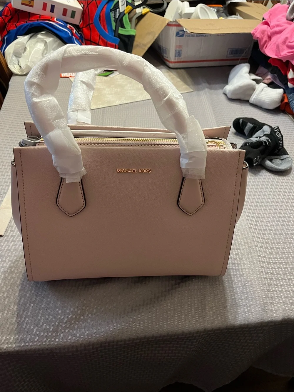 Michael Kors Powder Blush Leather Satchel with Gold Hardware
